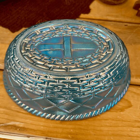 Vintage Westmoreland Mould Large Hen on Nest – Mosser Glass – Georgia Blue Carni - Picture 5 of 5